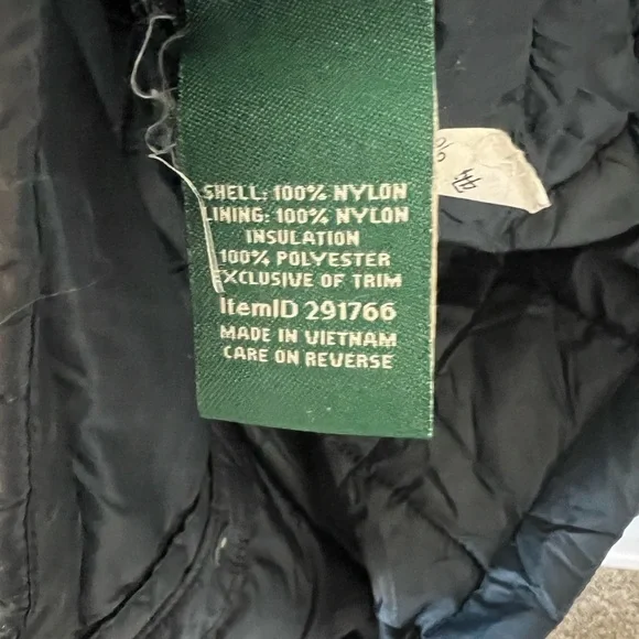 Vintage LL Bean Packable Puffer Jacket Mens Size Large Tall Black Snap Button - Picture 5 of 6